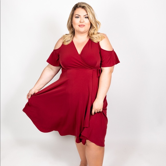 Plus Size Mock Wrap Swing Dress - Picture 2 of 3